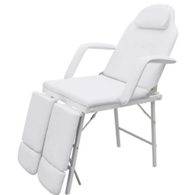 Fauteuil cosmétique de massage aluminium idéal esthétique ou pédicure 2 jambes séparées pliante pliable blanc crème