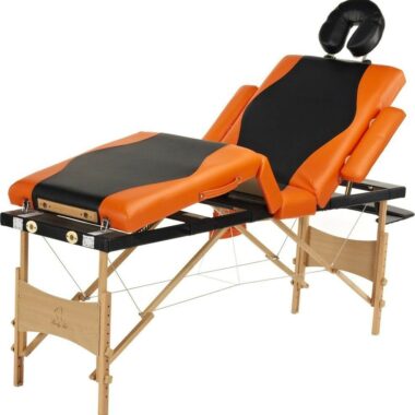 Lit de massage BODYFIT 4 sections, bicolore noir et orange