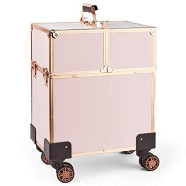 Beautify Valise pour Cosmétiques en Or Rose : Mallette de Voyage - Boîte Vanity-Case - Valise à Bagages - Organiseur de Rangement - Coiffeur/Coiffeuse, Maquilleur/Maquilleuse, Manucure