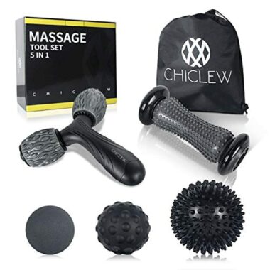 Chiclew Balles de Massages Set de 5Pcs-Rouleau de Massage, Rouleau en Y, Balle à Picots, Balle de Crosse, Balle pour Trigger Point, Libération myofasciale, tissus profonds et soulagement musculaire