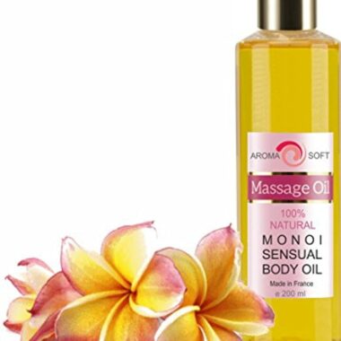 Huile de Massage Pure Végétale Envoûtante Raisin & Monoi 200 ml ● Apaisante et Adoucissante ●100% Pure et Naturelle ● Hydratante ● bleumarine Bretania