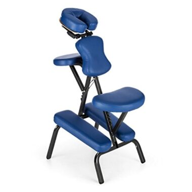 Klarfit MS 300 Siège chaise massage tatouage (en acier, max. 120kg, pliable et livré avec son sac de transport, rembourrage en mousse épais de 5 cm) - bleu