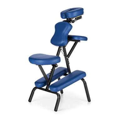 Klarfit MS 300 Siège chaise massage tatouage (en acier, max. 120kg, pliable et livré avec son sac de transport, rembourrage en mousse épais de 5 cm) - bleu – Image 3