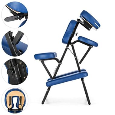 Klarfit MS 300 Siège chaise massage tatouage (en acier, max. 120kg, pliable et livré avec son sac de transport, rembourrage en mousse épais de 5 cm) - bleu – Image 5