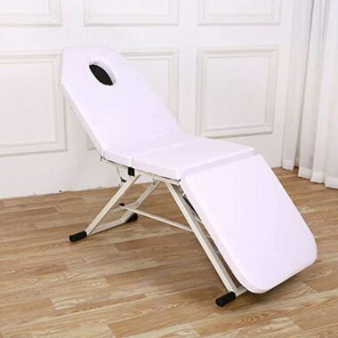 Table de Massage Pliante Professionnelle Lit Cosmétique Kiné Portable Ergonomique - En PVC - Hauteur 70 cm - Blanc - Pour salon de beauté