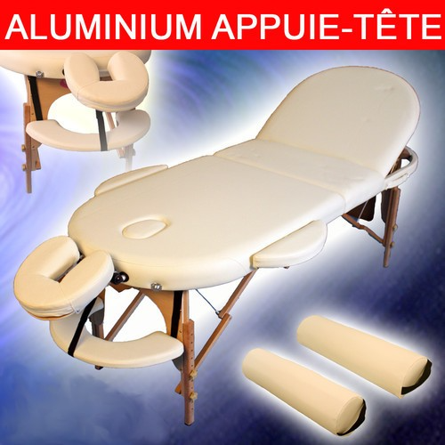 Table de massage ovale 3 zones avec rembourrage de 5cm et châssis en bois et rouleaux