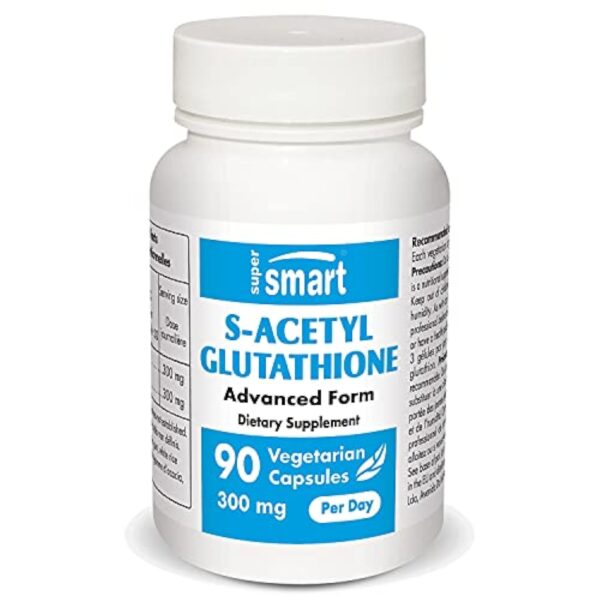 S-Acetyl Glutathione (GSH) - Contribue à Lutter contre le Stress Oxydatif - Plus Assimilable et Actif que le Glutathion - Formule Innovante - Biodisponibilité Maximale - Vegan - Supersmart