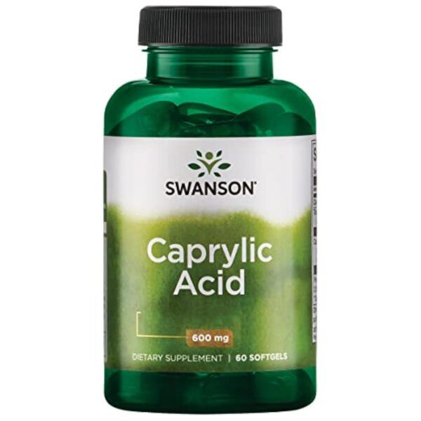 Swanson, Caprylic Acid (Acide Caprylique), 600mg, 60 Capsules molles, Fortement Dosé, Testé en Laboratoire, Sans Soja, Sans Gluten, Sans OGM