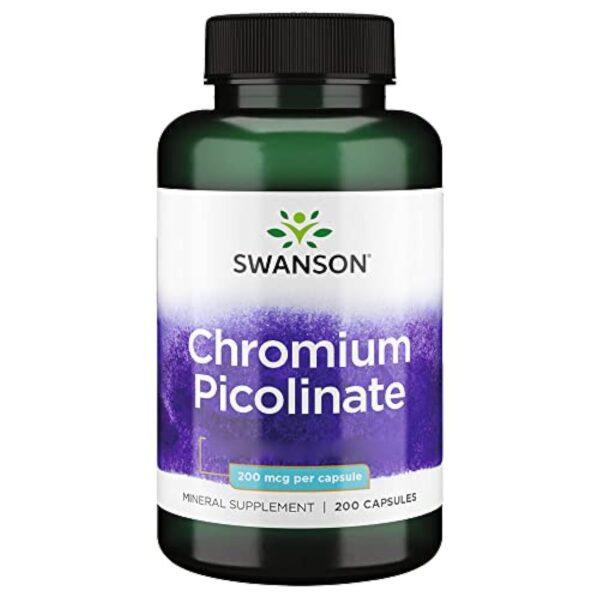 Swanson, Chromium Picolinate (Picolinate de Chrome), 200mcg, Hautement Dosé, 200 Capsules, Testé en Laboratoire, Sans Soja, Sans Gluten, Sans OGM
