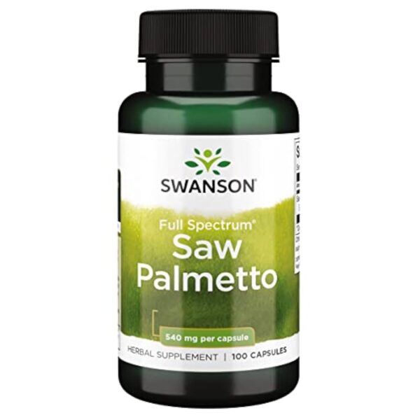 Swanson, Saw Palmetto (Palmier de Scie), 540mg, 100 Capsules, Hautement Dosé, Testé en Laboratoire, Sans Soja, Sans Gluten, Sans OGM