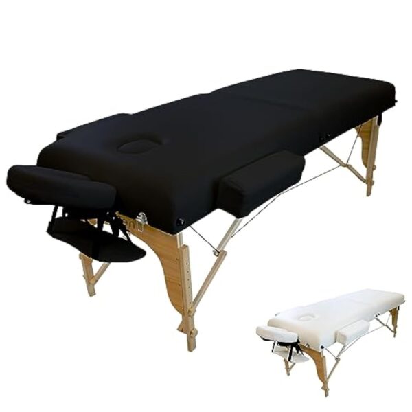 Vivezen - Table de Massage 15 cm Pliante 2 Zones en Bois avec Panneau Reiki + Accessoires et Housse de Transport - Plusieurs Coloris – Image 2