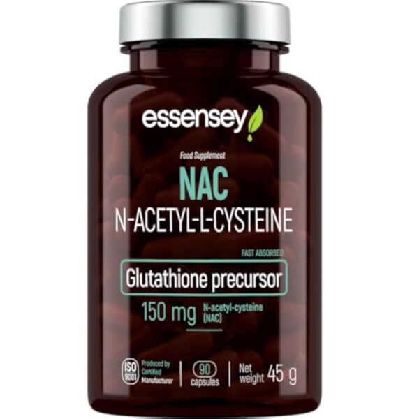 ESSENSEY - N-acétyl-L-cystéine I 150 mg par gélules I 90 gélules I Haute biodisponibilité et tolérance I Végétarien et sans additifs I 90 doses quotidiennes I Facile à avaler I Testé en laboratoire
