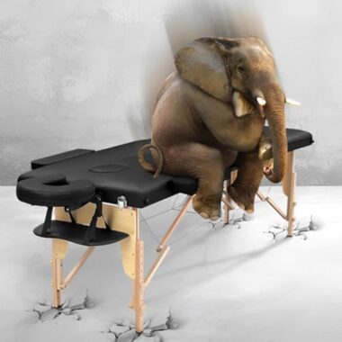 Higliocas Table de massage pliable cosmétique : 2 zones en bois Table de massage mobile Lit de massage pour physiothérapie et tatouage – Image 5