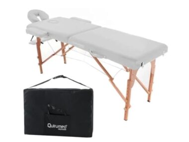 QUIRUMED Table de Massage Pliante en Bois Easy, Couleur Blanc, 194 x 70 cm, Table de Massage, Massage Physiothérapie, Similicuir, Tête Articulée, Hauteur Réglable, 2 Corps, Jusqu'à 150 kg – Image 2