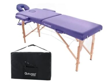 QUIRUMED Table de Massage Pliable en Bois Easy, Couleur Violet, 194 x 70 cm, Table de Massage, Massage physiothérapie, Similicuir tête articulée, Hauteur réglable, 2 Corps jusqu'à 150 kg – Image 2