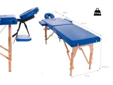 QUIRUMED Table de Massage Pliable en Bois Easy, Couleur Violet, 194 x 70 cm, Table de Massage, Massage physiothérapie, Similicuir tête articulée, Hauteur réglable, 2 Corps jusqu'à 150 kg – Image 3