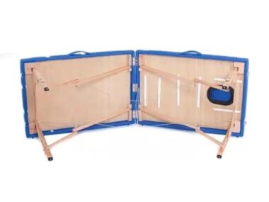 QUIRUMED Table de Massage en Bois Pliable Facile, Couleur Orange, 194 x 70 cm, Table de Massage, Massage Physiothérapie, Similicuir, Tête Articulée, Hauteur Réglable, 2 Corps, Jusqu'à 150 kg – Image 5
