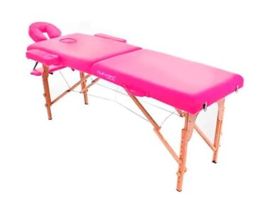 QUIRUMED Table de Massage Pliable en Bois Easy, Couleur Rose, 194 x 70 cm, Table de Massage, Massage physiothérapie, Similicuir tête articulée, Hauteur réglable, 2 Corps jusqu'à 150 kg – Image 6
