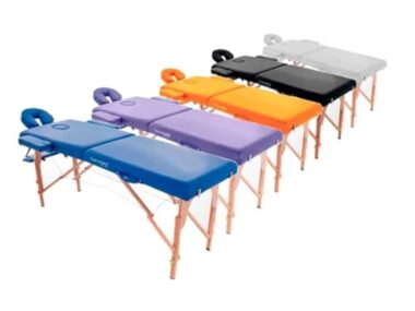 QUIRUMED Table de Massage en Bois Pliable Facile, Couleur Orange, 194 x 70 cm, Table de Massage, Massage Physiothérapie, Similicuir, Tête Articulée, Hauteur Réglable, 2 Corps, Jusqu'à 150 kg – Image 6