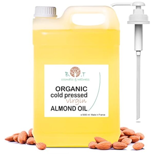 Huile Amande Douce Bio, Pressée à Froid, Pure. Huile de Massage Professionel, Huile pour Cheveux et Cils, Hydratant Corps (Mains, Ongles), Visage (Anti-âge), Vergetures Grossesse - 5000 ml – Image 2