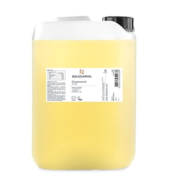 Naissance Huile de Pépins de Raisin (No. 210) - 5 litres - Pure et Naturelle, Huile Légère, Fine et Soyeuse - pour le Soin de la Peau ou les Massages